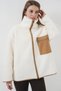 55446 Zippered Oversize Plush Jacket Coat - Camel - 3