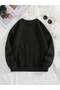 Just a Girl Winter Sweatshirt - Black Printed, Oversize Raised, Crew Neck - 2
