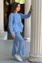 My Little Girl's Girls' Suit with Stone Detail and Slit Pants - Blue - 5
