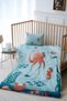 Baby Crib, Park Bed (60X120 cm) Duvet Cover & Sheet Set, Cotton Satin - Ocean - 4