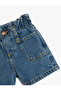 Cotton Pocket Detailed Elastic Waist Denim Shorts - 3