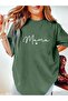 Nefti Green Oversize Mama Heart T-Shirt - Crew Neck, Printed, Short Sleeve - 2