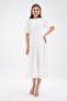 White Atlas Fabric Crew Neck Princess Sleeve Detail Midi Dress 220 - 5