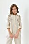 Women's Sequin Embroidery Stone Embroidered Flam Linen Shirt and Pants Set - 8