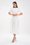 White Atlas Fabric Crew Neck Princess Sleeve Detail Midi Dress 220 - 4