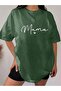 Nefti Green Oversize Mama Heart T-Shirt - Crew Neck, Printed, Short Sleeve - 4