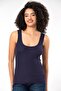 Erdem Weweus Navy Blue Viscose Camisole Ribbed Look Athlete Body T-Shirt 2106 - 4