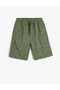 Cotton Patterned Bermuda Shorts with Lace-Up Waist