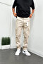 Men's Cream Baggy Cargo Pants - 3