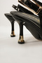Women's Black Patent Leather Buckle Detailed Back Open Heel Stiletto Shoes - 4