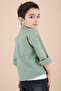 Boy's Green Zipper Pocket Text Printed T-Shirt Jacket 20091 - 6