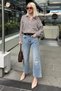 Brown Pocket Detailed Striped Women's Shirt Mg2295 - 2