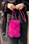 Women's Strap Plush Fuchsia Bag |   Fur Postman Model - 6