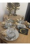 Ars Metal Plate and Butterfly Stone 12 Piece Tea Set for 6 People, Tea Set, Metal Tea Plate - 6