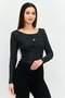 Women Textured Long Sleeve Bodysuit, Black