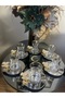 Ars Metal Plate and Butterfly Stone 12 Piece Tea Set for 6 People, Tea Set, Metal Tea Plate - 2