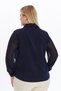 Apsen Women's Navy Blue Large Size Crepe Chiffon Sleeve Shirt 5187-70 - 3