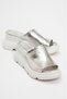 Women's Skin Genuine Leather Wedge Heeled Slippers 6307 Lame - 4