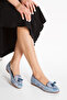 Women's Genuine Leather Multi Color Ballerinas 1037 Blue Color - 2