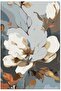 Hari̇kabi̇rev | Soft Dark Blue-White Flower Patterned Combination 01 | Tempered Frame Glass Table 2 Pieces Vertical - 3