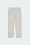 Men's Beige Oversize Loose Cut Waist Tied Cotton Stretchy Dobby Side Pocket Trousers - 6