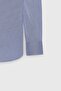 Men's Blue Slim Fit Narrow Cut Button Collar 100% Cotton Oxford Shirt - 8