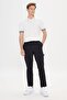 Men's Black Oversize Loose Cut Waist Tied Cotton Stretchy Dobby Side Pocket Trousers