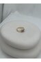 Gold Oval Figure Burgundy Stone Edge Adjustable Ring - 2