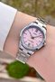 Silver Color Women's Wristwatch with Pink Cord - 3