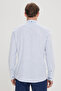 Men's Blue Slim Fit Slim Fit Buttoned Collar Linen Look 100% Cotton Flame Summer Shirt - 6