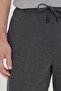 Men's Gray Standard Fit Regular Cut Comfortable Flannel Pocket Tie Waist Knitted Stretch Trousers - 4