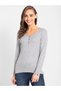USA Original Womens Loung Wr Full Slv Henley UL15-01 Gray