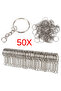 50pcs/lot Polished Silver Color 25mm Keyring Keychain Split Ring with Short Chain Key Rings Women...