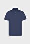 Men's Navy Blue Slim Fit Narrow Cut Polo Neck Plain Casual T-Shirt - 6