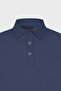 Men's Navy Blue Slim Fit Narrow Cut Polo Neck Plain Casual T-Shirt - 7