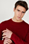 Men's Red Anti-pilling Non-pilling Standard Fit Crew Neck Textured Knitwear Sweater - 4