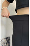 Women's Crepe Fabric Narrow-Leg Pants with Elastic Waist and Black Line Detail - 6