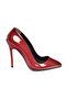 8922151908   Burgundy Patent Leather Thin Heeled Women's Shoes - 5