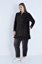 Women's Plus Size Line Print Long Sleeve Zipper Pocket Cotton Velvet Bottom Top Suit - 2