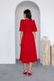 Red Crepe Fabric Bow Detail Plunging Neckline Midi Length Dress - 4