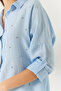 Women's Baby Blue Linen Airobin Stone Embroidered Shirt 60161003 - 5