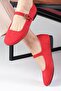 Inna Red Color Banded Women's Ballerinas