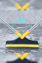 V Mop - Hard-Tipped with Squeegee - Grout Brush - Bathroom Brush - for Hard-To-Clean Areas - 7