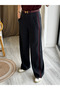Black - Burgundy Garnished Palazzo Trousers - 51092