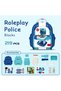 Role Play Police Station w/ Police Car & Block Toy Set School Bag (219 Pcs)-Blue, 2-In-1 Mode - 4