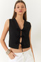 Women's Black Bow Tie Woven Vest 60261380