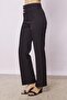 Women's High Waist Front Stitched Belt Buttoned Comfortable Leg Lightweight Lycra Fabric Office Pants-Black - 5