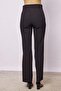 Women's High Waist Front Stitched Belt Buttoned Comfortable Leg Lightweight Lycra Fabric Office Pants-Black - 6