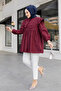 Women's Double Collar Gupurlu Shirt Burgundy - 5