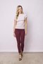 Women's Boat Neck Drawstring Detail Light Shiny Lycra Tough Fabric Short Sleeve Blouse Body-Stone - 2